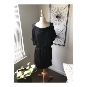 Black Dress with Embellished Shoulders